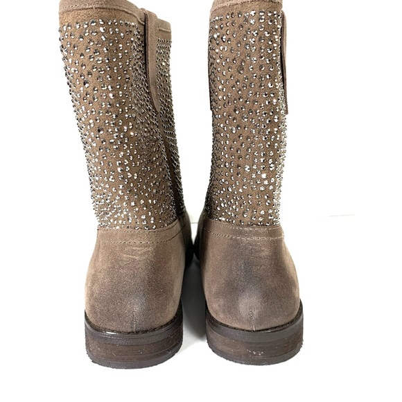 Naughty Monkey distressed brown suede boots w/ shiny studded detail Sz 8 - Picture 6 of 9